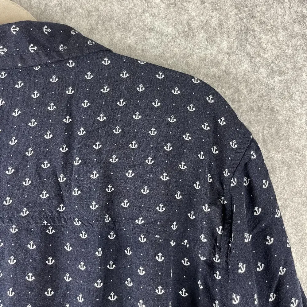 Per Se Top Womens 2X Blue Anchor Print Blouse Button Front 3/4 Sleeve Nautical - Picture 11 of 12